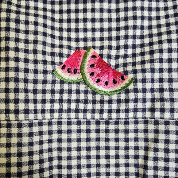 Vtg Quacker Factory Gingham Watermelon Themed Short Sleeve Button Down Shirt, 3X - Picture 13 of 13